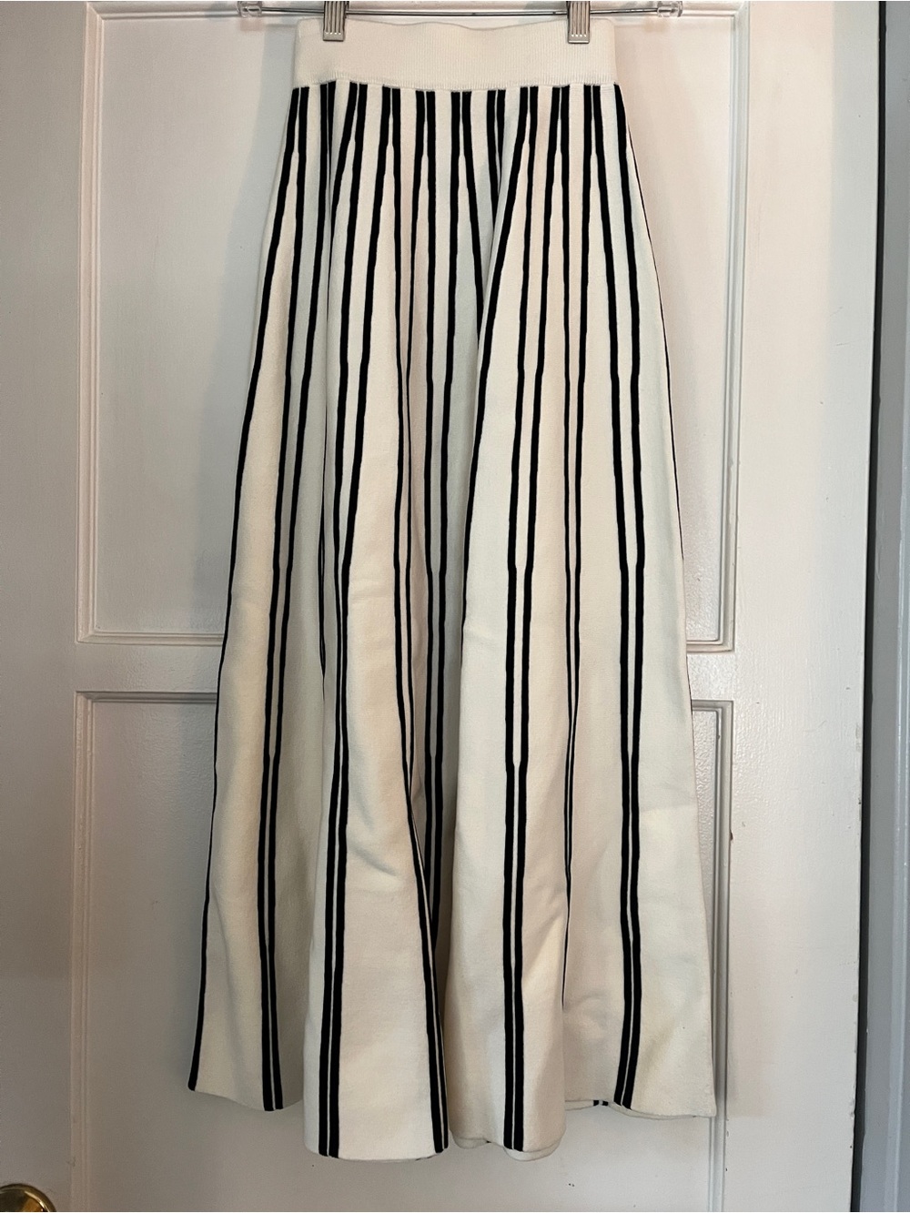 J. Crew Black and White Vertical Stripe Maxi Skirt